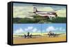 Chicago, Illinois - Aviation Scenes at Municipal Airport-Lantern Press-Framed Stretched Canvas