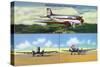 Chicago, Illinois - Aviation Scenes at Municipal Airport-Lantern Press-Stretched Canvas