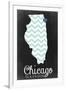 Chicago, Illinois - Chalkboard-Lantern Press-Framed Art Print