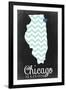 Chicago, Illinois - Chalkboard-Lantern Press-Framed Art Print