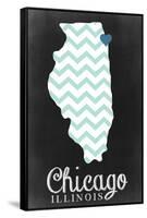 Chicago, Illinois - Chalkboard-Lantern Press-Framed Stretched Canvas