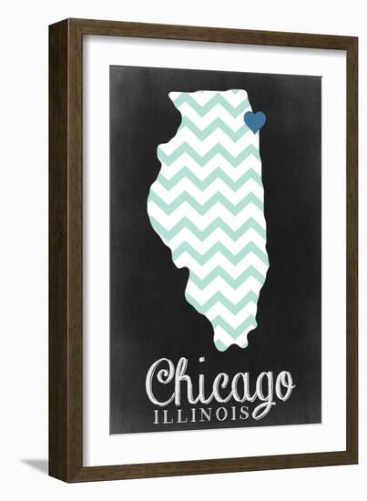 Chicago, Illinois - Chalkboard-Lantern Press-Framed Art Print