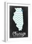 Chicago, Illinois - Chalkboard-Lantern Press-Framed Art Print