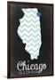 Chicago, Illinois - Chalkboard-Lantern Press-Framed Art Print