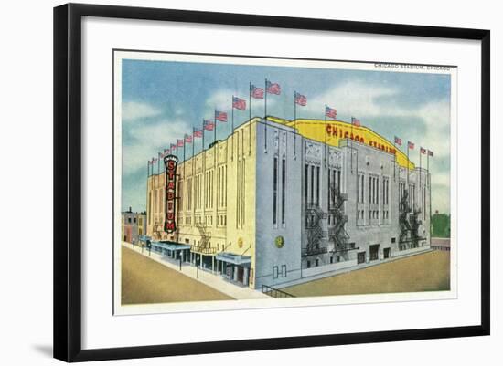 Chicago, Illinois - Chicago Stadium Exterior View-Lantern Press-Framed Art Print