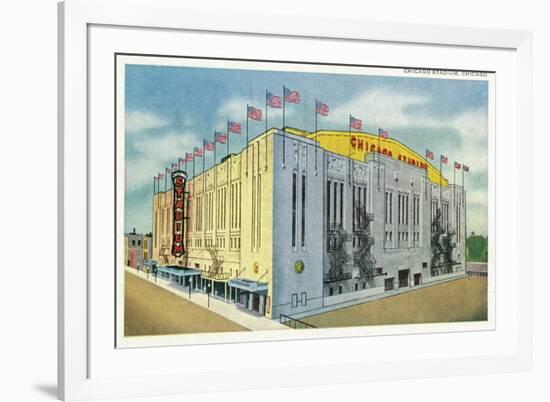Chicago, Illinois - Chicago Stadium Exterior View-Lantern Press-Framed Premium Giclee Print