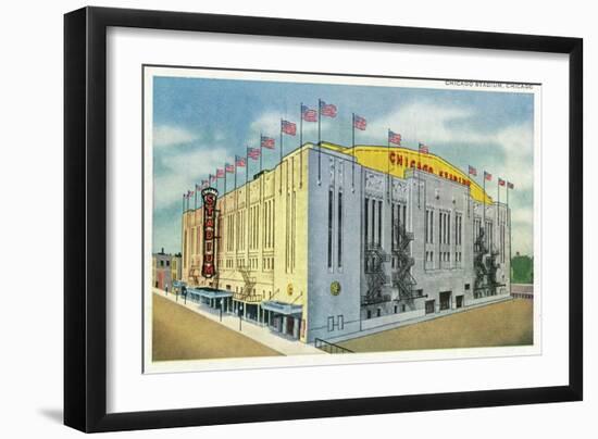 Chicago, Illinois - Chicago Stadium Exterior View-Lantern Press-Framed Art Print