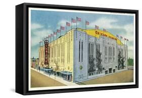 Chicago, Illinois - Chicago Stadium Exterior View-Lantern Press-Framed Stretched Canvas