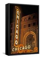 Chicago, Illinois - Chicago Theatre-Lantern Press-Framed Stretched Canvas