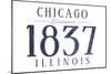 Chicago, Illinois - Established Date (Blue)-Lantern Press-Mounted Art Print