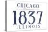 Chicago, Illinois - Established Date (Blue)-Lantern Press-Stretched Canvas