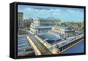 Chicago, Illinois - Exterior View of Union Station-Lantern Press-Framed Stretched Canvas