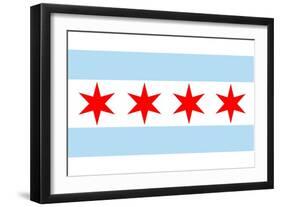 Chicago, Illinois - Flag (Version #2)-Lantern Press-Framed Art Print