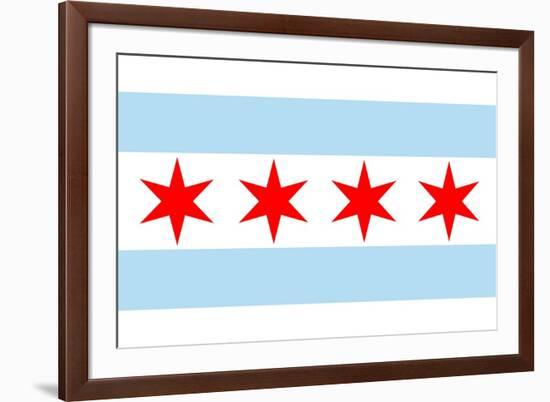 Chicago, Illinois - Flag (Version #2)-Lantern Press-Framed Premium Giclee Print