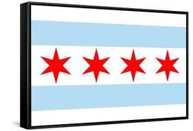 Chicago, Illinois - Flag (Version #2)-Lantern Press-Framed Stretched Canvas