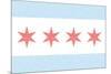 Chicago, Illinois - Flag-Lantern Press-Mounted Art Print