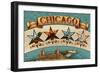 Chicago, Illinois - Four Stars-Lantern Press-Framed Art Print