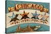 Chicago, Illinois - Four Stars-Lantern Press-Stretched Canvas