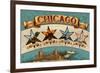 Chicago, Illinois - Four Stars-Lantern Press-Framed Art Print