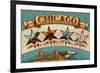 Chicago, Illinois - Four Stars-Lantern Press-Framed Art Print