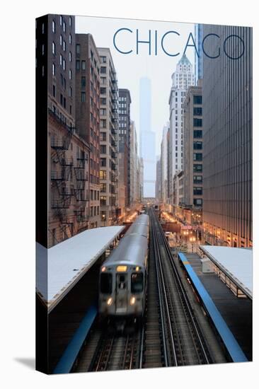 Chicago, Illinois - L Train-Lantern Press-Stretched Canvas