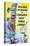 Chicago, Illinois, Man Leaving from Chicago Public Library with Lots of Books-Lantern Press-Stretched Canvas