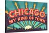 Chicago, Illinois - Marquee-Lantern Press-Stretched Canvas