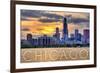 Chicago, Illinois - Moody Skyline-Lantern Press-Framed Premium Giclee Print