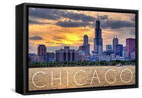 Chicago, Illinois - Moody Skyline-Lantern Press-Framed Stretched Canvas