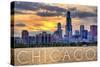 Chicago, Illinois - Moody Skyline-Lantern Press-Stretched Canvas