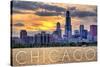 Chicago, Illinois - Moody Skyline-Lantern Press-Stretched Canvas