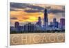 Chicago, Illinois - Moody Skyline-Lantern Press-Framed Art Print