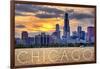 Chicago, Illinois - Moody Skyline-Lantern Press-Framed Art Print