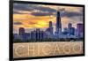 Chicago, Illinois - Moody Skyline-Lantern Press-Framed Art Print