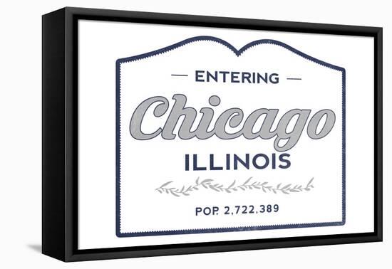 Chicago, Illinois - Now Entering (Blue)-Lantern Press-Framed Stretched Canvas