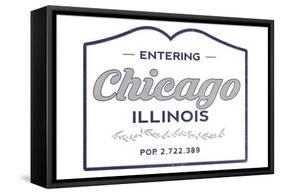 Chicago, Illinois - Now Entering (Blue)-Lantern Press-Framed Stretched Canvas