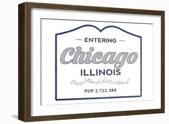 Chicago, Illinois - Now Entering (Blue)-Lantern Press-Framed Art Print