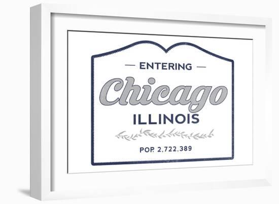 Chicago, Illinois - Now Entering (Blue)-Lantern Press-Framed Art Print