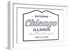 Chicago, Illinois - Now Entering (Blue)-Lantern Press-Framed Art Print