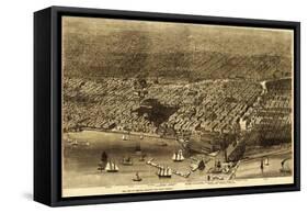 Chicago, Illinois - Panoramic Map No. 1-Lantern Press-Framed Stretched Canvas