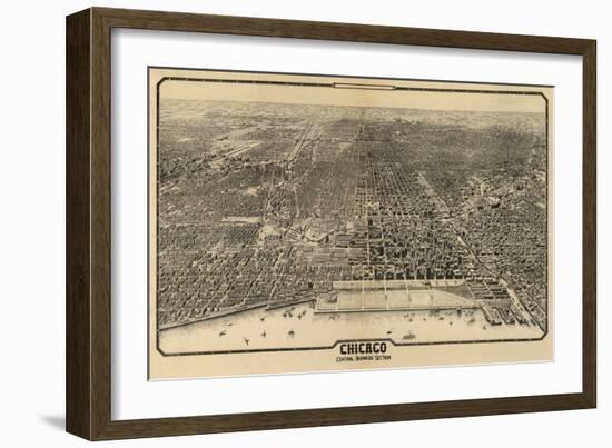 Chicago, Illinois - Panoramic Map No. 1-Lantern Press-Framed Art Print