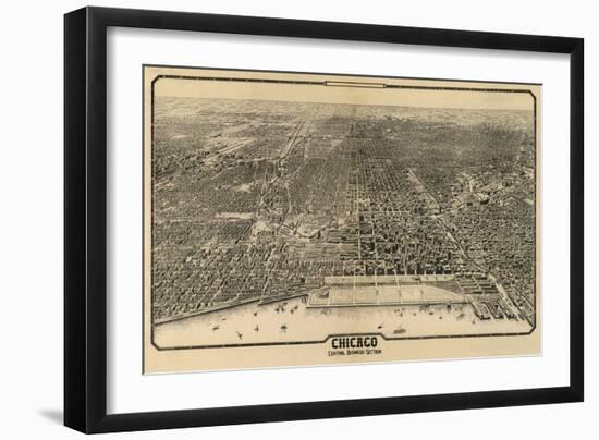 Chicago, Illinois - Panoramic Map No. 1-Lantern Press-Framed Art Print