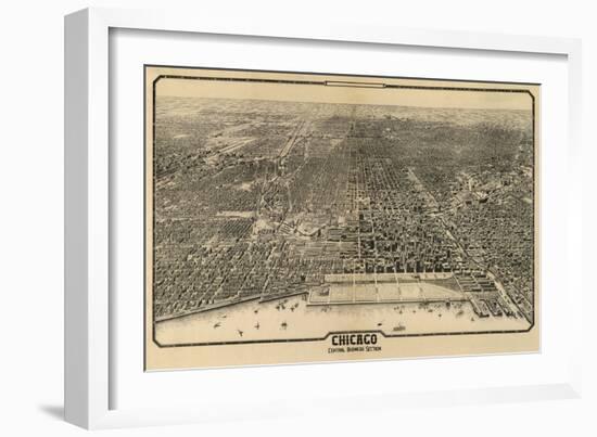 Chicago, Illinois - Panoramic Map No. 1-Lantern Press-Framed Art Print