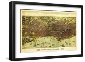 Chicago, Illinois - Panoramic Map No. 1-Lantern Press-Framed Art Print