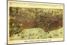Chicago, Illinois - Panoramic Map No. 1-Lantern Press-Mounted Art Print