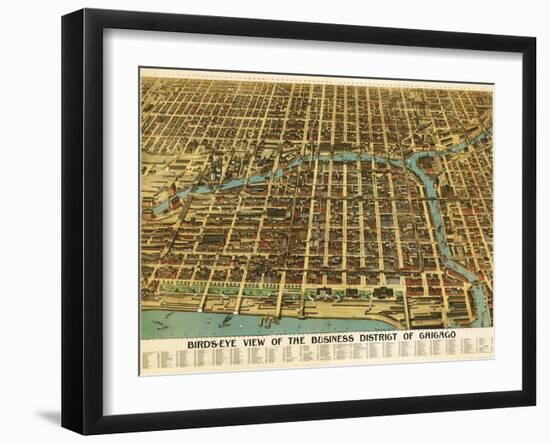 Chicago, Illinois - Panoramic Map-Lantern Press-Framed Art Print