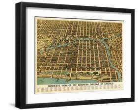 Chicago, Illinois - Panoramic Map-Lantern Press-Framed Art Print