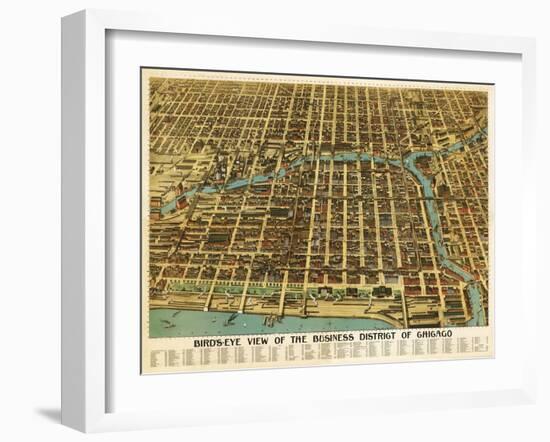 Chicago, Illinois - Panoramic Map-Lantern Press-Framed Art Print