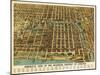 Chicago, Illinois - Panoramic Map-Lantern Press-Mounted Art Print