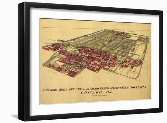 Chicago, Illinois - Panoramic Map-Lantern Press-Framed Art Print